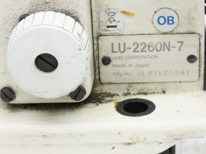 Juki LU-2260N-7 Industrial Sewing Machine Head 2 Needle Unison Feed Lockstitch