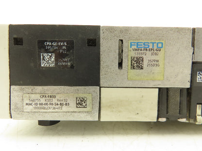 Festo VMPA2-FB-EMS-4 Solenoid Valve Manifold 24VDC 8-Valve w/Bus Node CPX-FB33