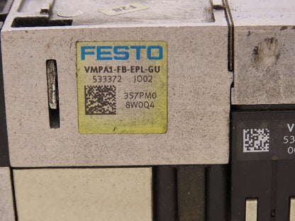 Festo VMPA2-FB-EMS-4 Solenoid Valve Manifold 24VDC 6-Valve w/Bus Node CPX-FB33