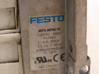 Festo VMPA2-FB-EMS-4 Solenoid Valve Manifold 24VDC 3-Valve w/CPX-GE-EV-S