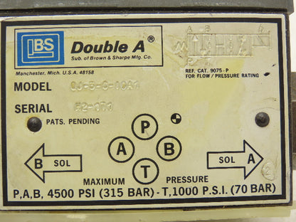 Brown & Sharp QJ-3-C-10A1 Double A D03 Hydraulic Valve 2-Position Spring Offset