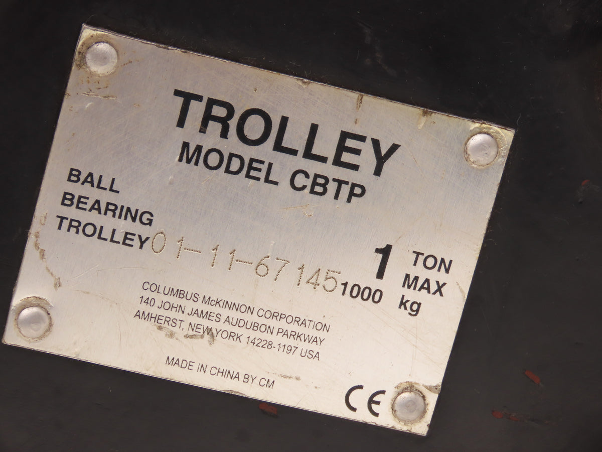 CM CBTP 1/2 Ton Manual Plain Push Trolley 2"-8.7" Flange