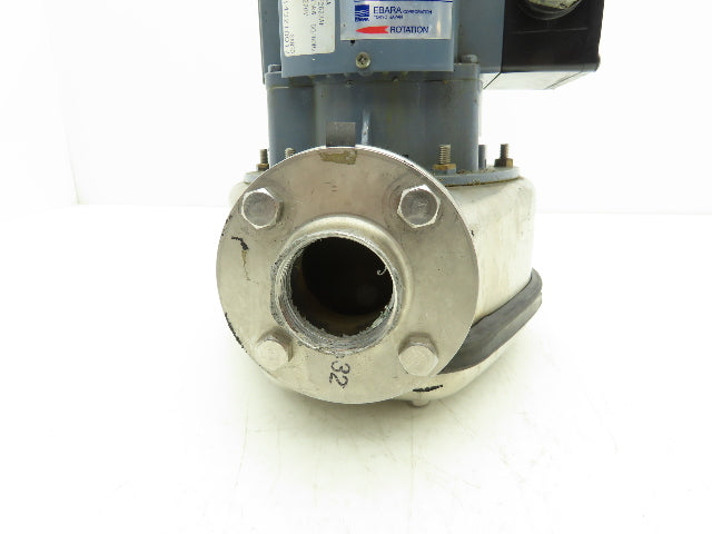 Ebara 32LPS Stainless In-line Centrifugal Pump 40-150 Lpm 220V 3PH 1-1/4" DN32