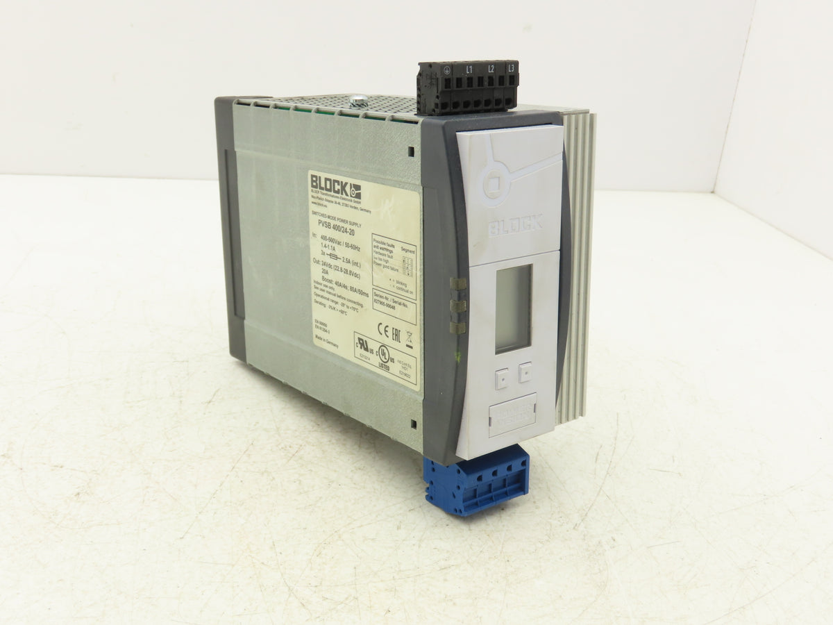 Block PVSB 400/24-20 20A 24VDC Switched Mode Power Supply 400-500VAC 3Ph Input
