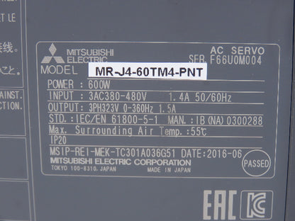 Mitsubishi MR-J4-60TM4-PNT MELSERVO AC Servo Drive 600W 323V Out 380-480V 3Ph