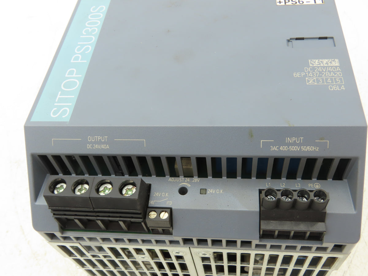 Siemens 6EP1437-2BA20 SITOP PSU300S 40A Power Supply 24VDC Output 400-500V In