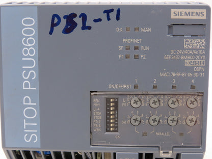 Siemens 6EP3437-8MB00-2CY0 SITOP PSU8600 40A Power Supply 4X10A 24VDC Output