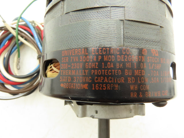 Universal Electric DE2G067N 467 HVAC Fan Motor 1/5Hp 1625rpm 208-230V 1PH