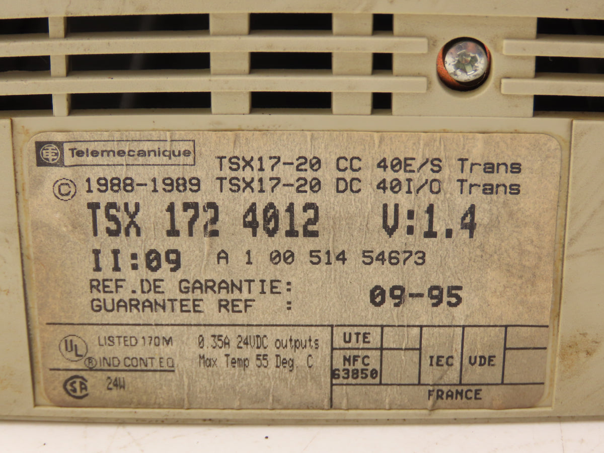 Telemecanique TSX 172 4012 Micro Programmable Logic Controller PLC CPU Module