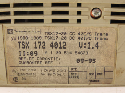 Telemecanique TSX 172 4012 Micro Programmable Logic Controller PLC CPU Module