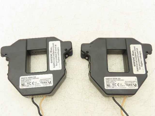 Veris H6810-300A-5A Split Core Current Transformer 300A 600VAC Input Lot of 2