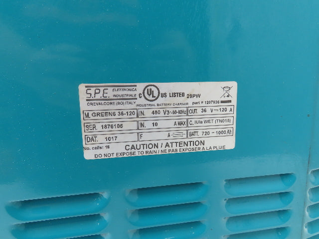 Tennant GREEN6 36-120 SPE Battery Charger 120A 36VDC 720Ah 480V 3Ph Offboard FLA