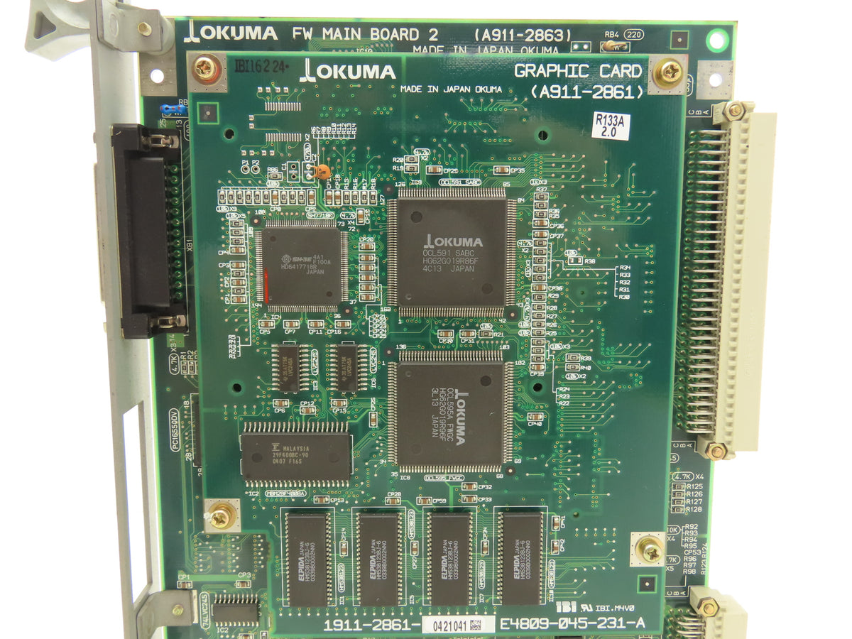 Okuma A911-2863 CNC Control FW Main Board 2 E4809-045-243-B w/ Graphics Card