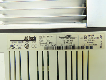 Lenze AC Tech SF430 Variable Speed VFD AC Drive 3Hp 460V 3PH SF Series