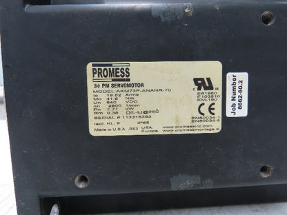 Kollmorgen Promess AKM73P-ANANR-70 PM Servo Motor 7.71Kw 2800 RPM 640VDC 3PH
