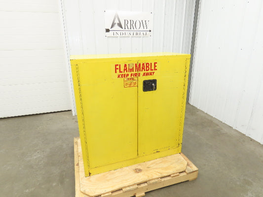 Securall P140 Yellow Flammable Safety Cabinet Dual Door 40 Gallon Liquid