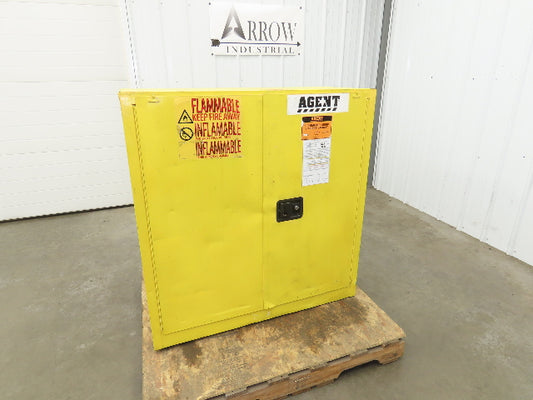 Agent 1068343 Yellow Flammable Safety Cabinet Self Closing Door 30 Gallon Liquid