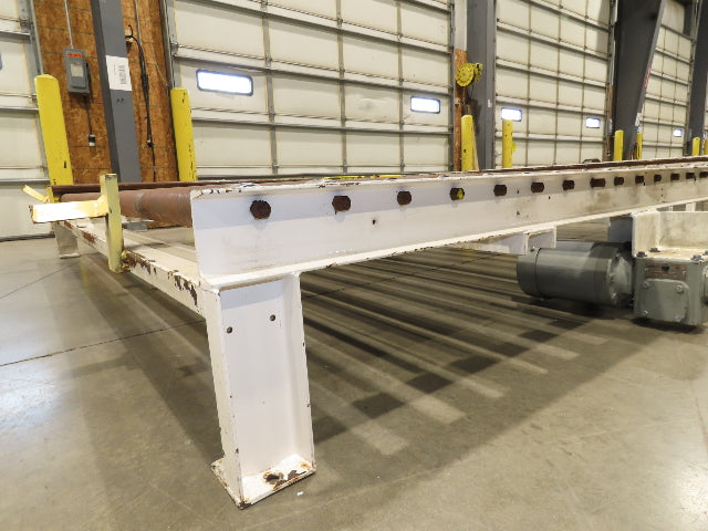 8' 9"L Chain Drive Pallet Transfer Conveyor 98"BF 2.5"Roller 480V 3PH 14"H 30FPM