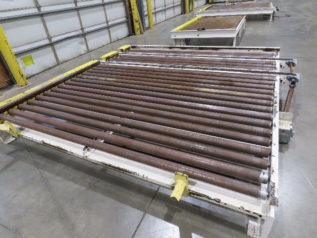 8' 9"L Chain Drive Pallet Transfer Conveyor 98"BF 2.5"Roller 480V 3PH 14"H 30FPM