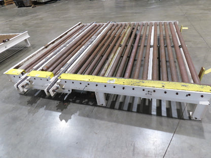 8' 9"L Chain Drive Pallet Transfer Conveyor 98"BF 2.5"Roller 480V 3PH 14"H 30FPM