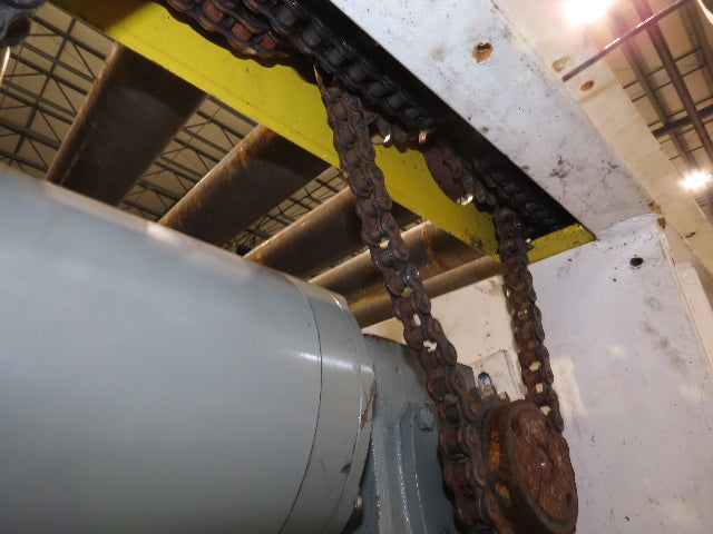 8' 9"L Chain Drive Pallet Transfer Conveyor 98"BF 2.5"Roller 480V 3PH 14"H 30FPM