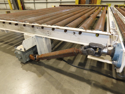 8' 9"L Chain Drive Pallet Transfer Conveyor 98"BF 2.5"Roller 480V 3PH 14"H 30FPM