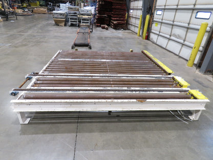 8' 9"L Chain Drive Pallet Transfer Conveyor 98"BF 2.5"Roller 480V 3PH 14"H 30FPM