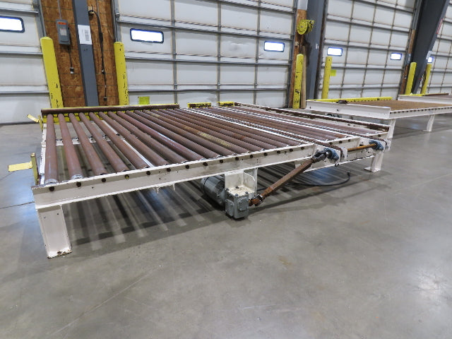 8' 9"L Chain Drive Pallet Transfer Conveyor 98"BF 2.5"Roller 480V 3PH 14"H 30FPM