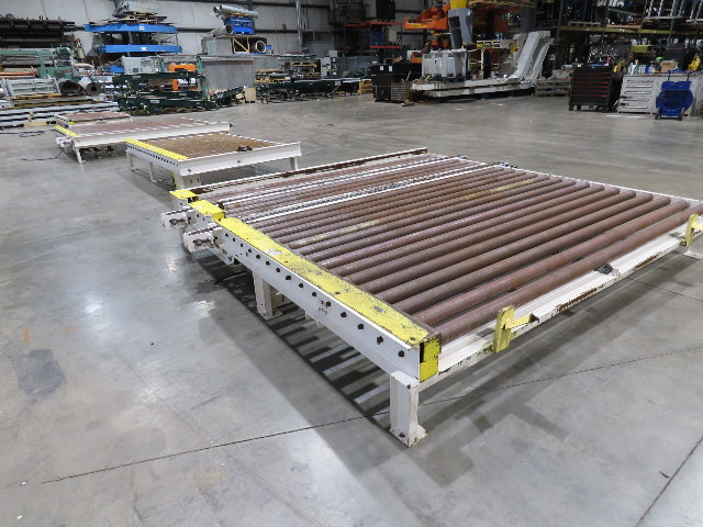 8' 9"L Chain Drive Pallet Transfer Conveyor 98"BF 2.5"Roller 480V 3PH 14"H 30FPM