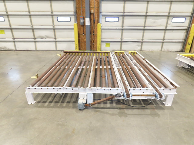 8' 9"L Chain Drive Pallet Transfer Conveyor 98"BF 2.5"Roller 480V 3PH 14"H 30FPM