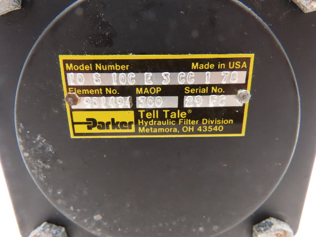 Parker 10S 10C E 3 CC 1 78 Tell Tale Hydraulic Filter Housing 1" FNPT 10 GPM