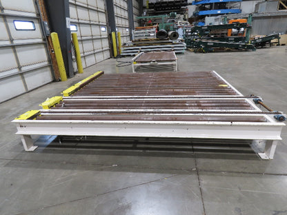 8' 9"L Chain Drive Pallet Transfer Conveyor 98"BF 2.5"Roller 480V 3PH 14"H 40FPM