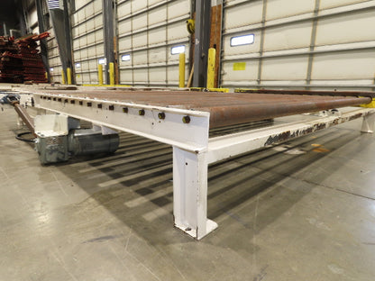8' 9"L Chain Drive Pallet Transfer Conveyor 98"BF 2.5"Roller 480V 3PH 14"H 40FPM