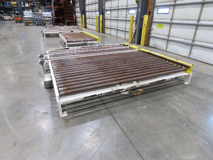 8' 9"L Chain Drive Pallet Transfer Conveyor 98"BF 2.5"Roller 480V 3PH 14"H 40FPM