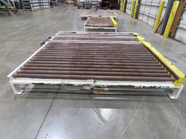8' 9"L Chain Drive Pallet Transfer Conveyor 98"BF 2.5"Roller 480V 3PH 14"H 40FPM
