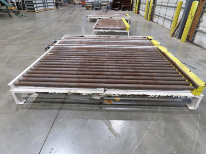 8' 9"L Chain Drive Pallet Transfer Conveyor 98"BF 2.5"Roller 480V 3PH 14"H 40FPM