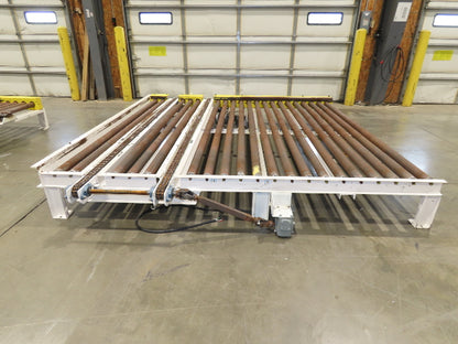8' 9"L Chain Drive Pallet Transfer Conveyor 98"BF 2.5"Roller 480V 3PH 14"H 40FPM