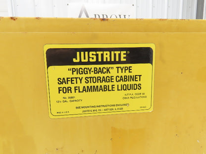 Justrite 25801 Yellow Flammable Safety Cabinet 12-1/2 Gallon Liquid Piggyback