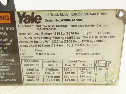 Yale ERC060VGN48TE088 Electric Forklift Parking Brake Assembly