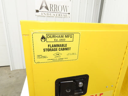 Durham 1004M-50 Yellow Flammable Cabinet 4 Gallon Capacity One Shelf Lot of 4