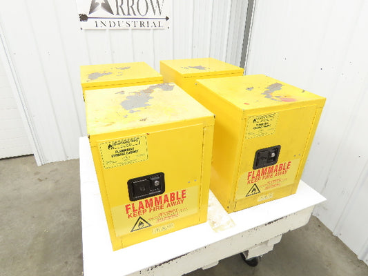 Durham 1004M-50 Yellow Flammable Cabinet 4 Gallon Capacity One Shelf Lot of 4