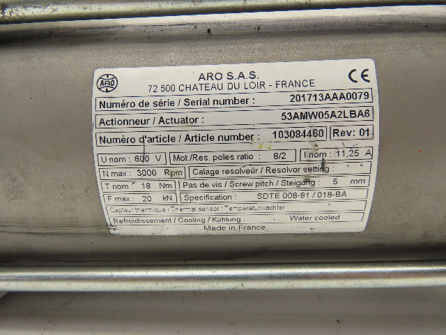ARO 53AMW05A2LBA6 SAS Welder Servo Screw Actuator 3000RPM 600V 110mm Stroke