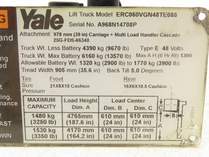 Yale 8539580 Forklift Display Controller Module W/Key Off ERC060VGN48TE088