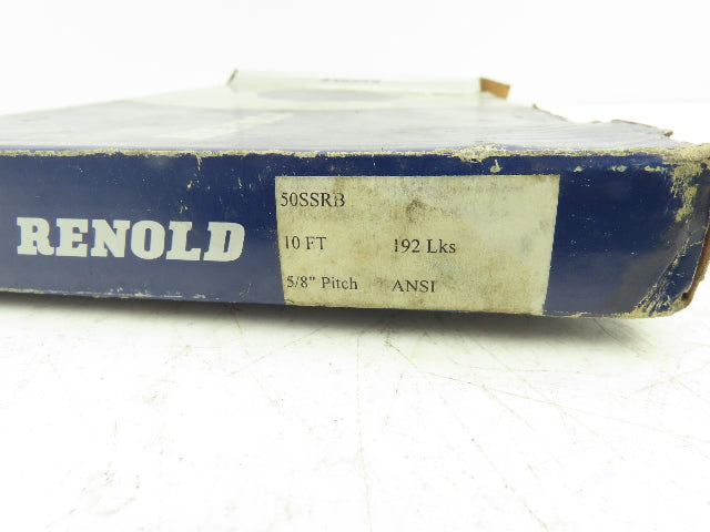 Renold 50SSRB Roller Chain #50 - 5/8" Pitch 1 Strand Simple Stainless 10 ft