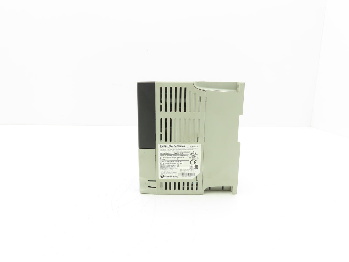 Allen Bradley 22A-D4P0N104 Powerflex 4 VFD AC Drive 1.5kW 2Hp 480v 3Ph Ser A