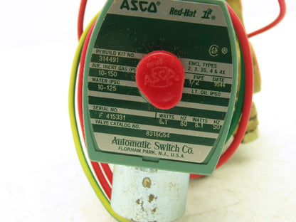 Asco 8316G64 Solenoid Valve 3-Way NC Air Gas Water 120V Coil 1/2" FNPT