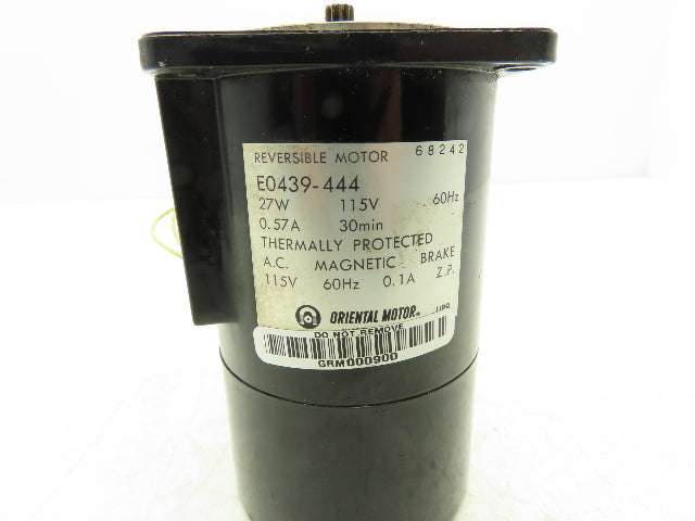Oriental Motor E0439-444 Reversible Brake Motor 27W 115VAC Spline Shaft