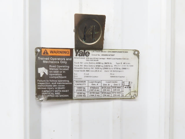 Yale 8543653-0069608 Hydraulic 4 Lever Spool Valve Mast Control ERC060VGN48TE088