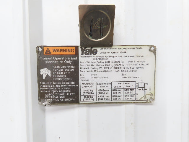 Yale 8831544 Forklift Hydraulic Pump & Motor 36/48VDC Off ERC060VGN48TE088