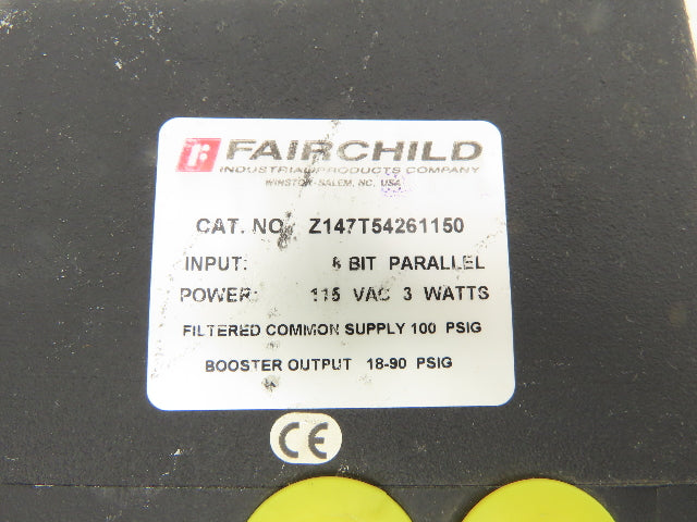 Fairchild Z147T54261150 Electro-Pneumatic Transducer/Volume Booster 115 VAC